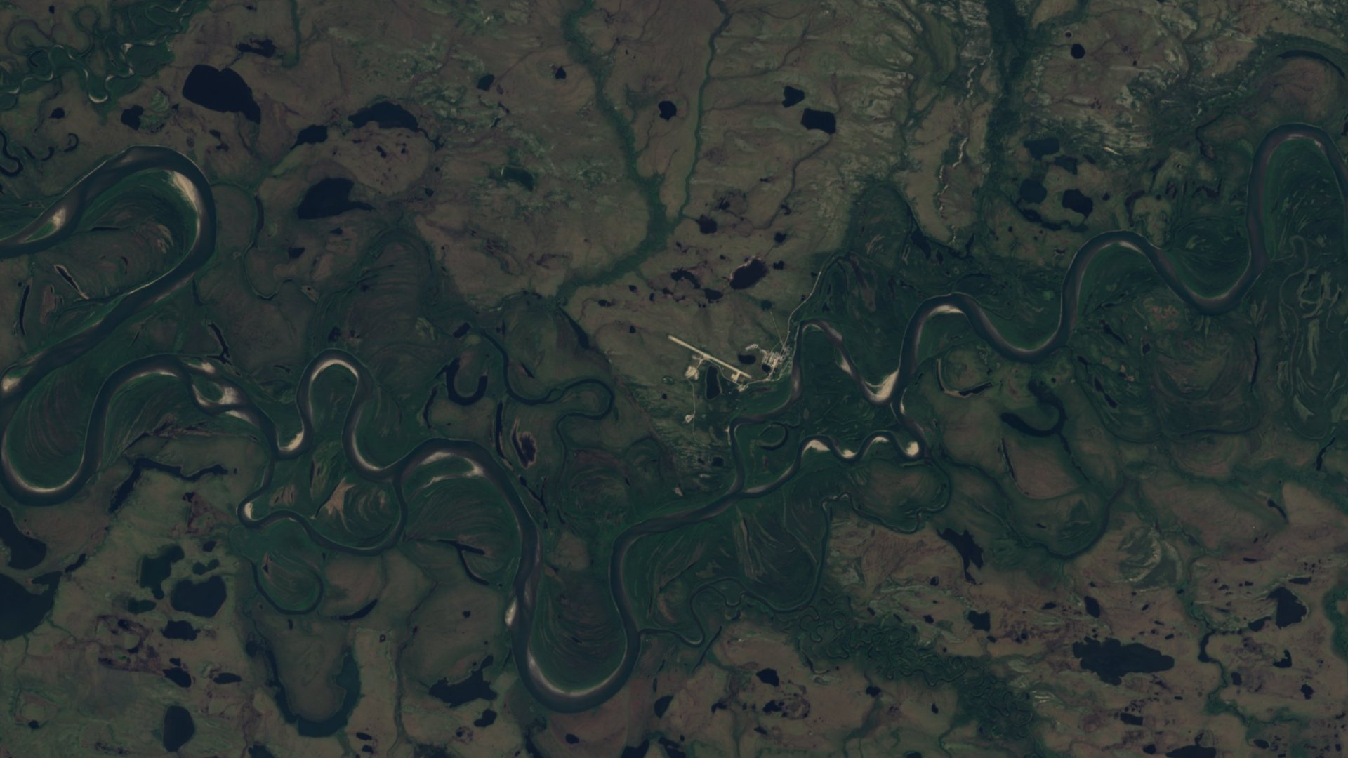 Satellite photograph of the landscape around Shungnak, Alaska, captured in 2016