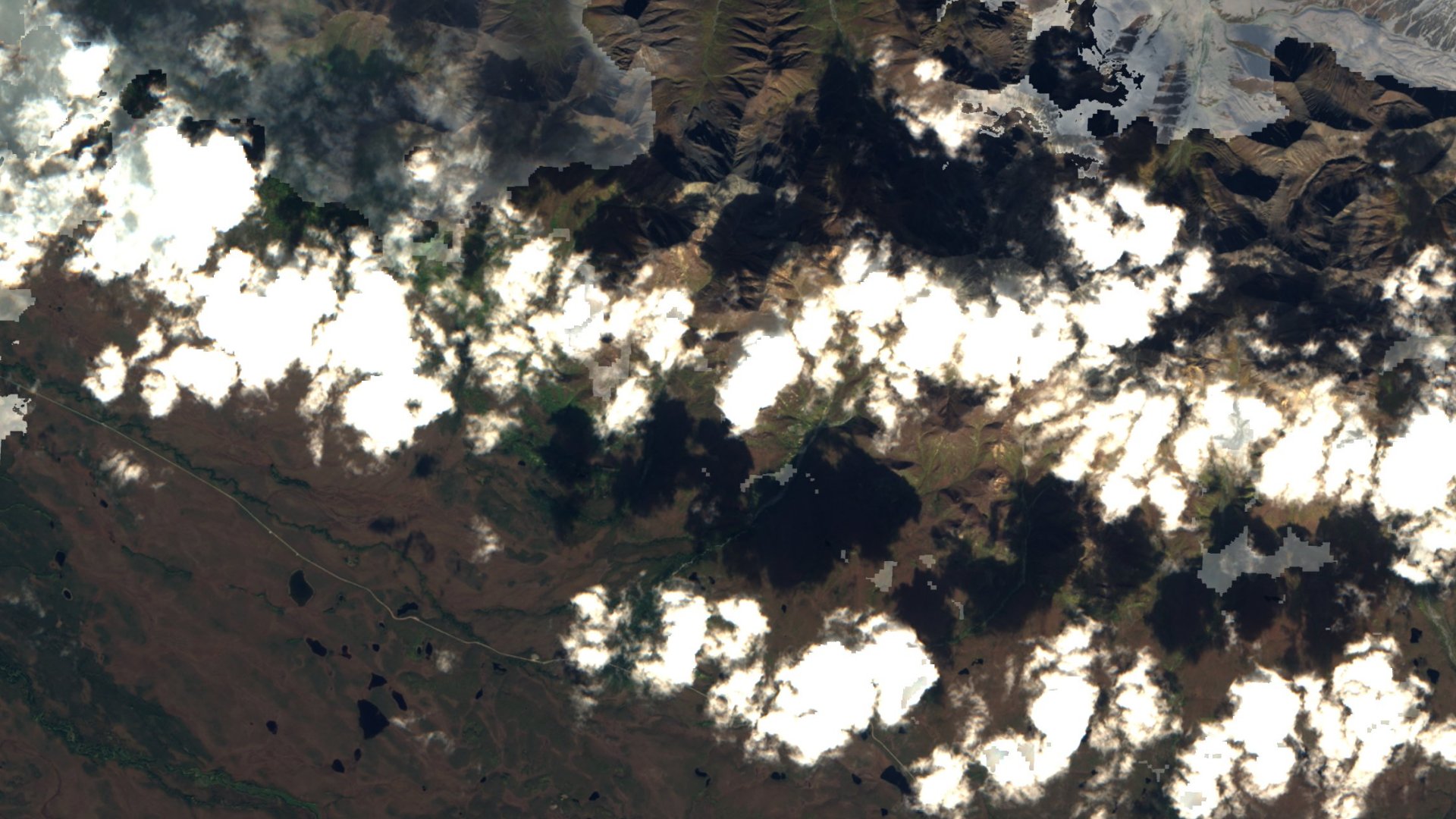 Satellite photograph of the landscape around Slana, Alaska, captured in 2016