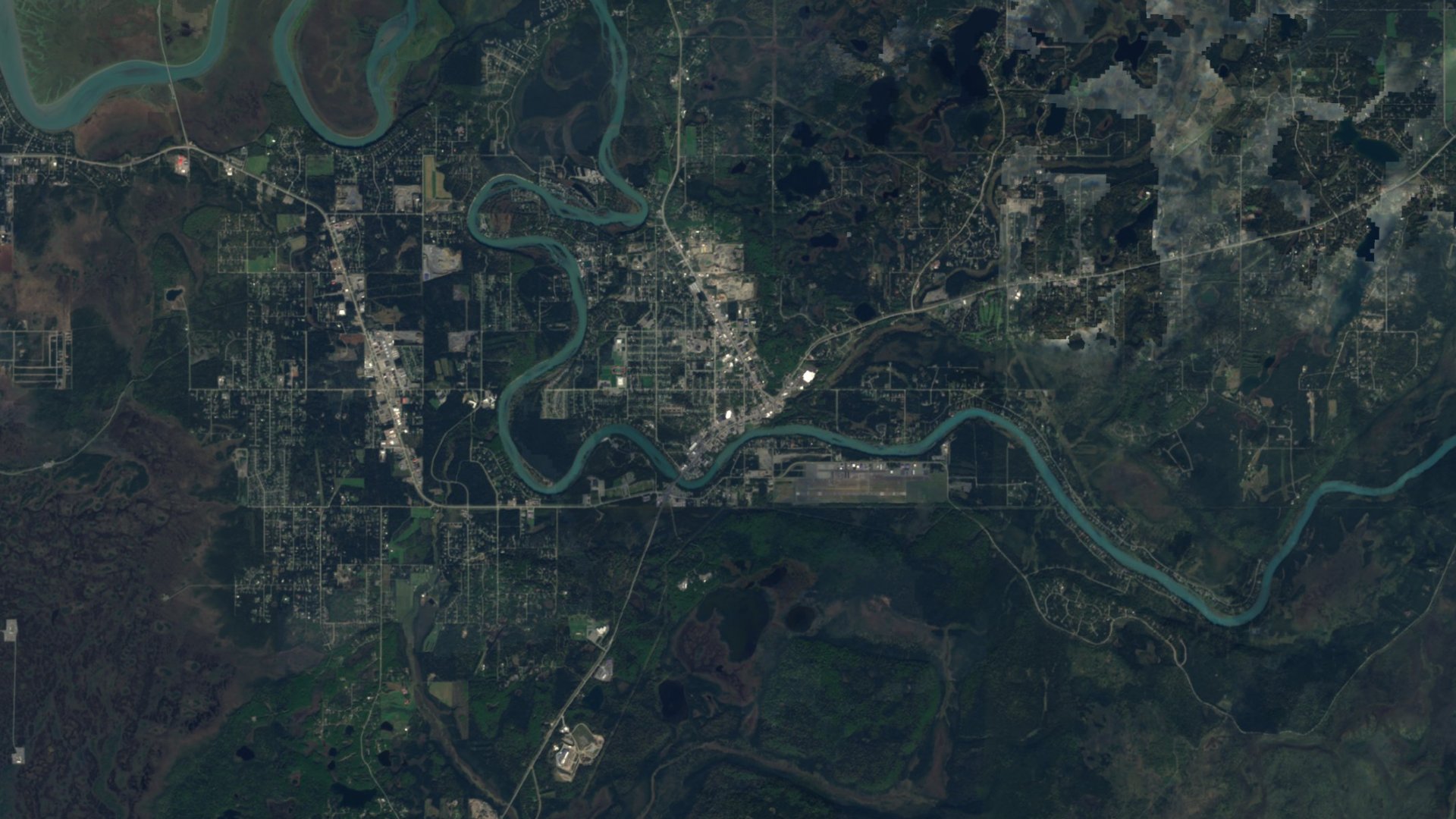 Satellite photograph of the landscape around Soldotna, Alaska, captured in 2016