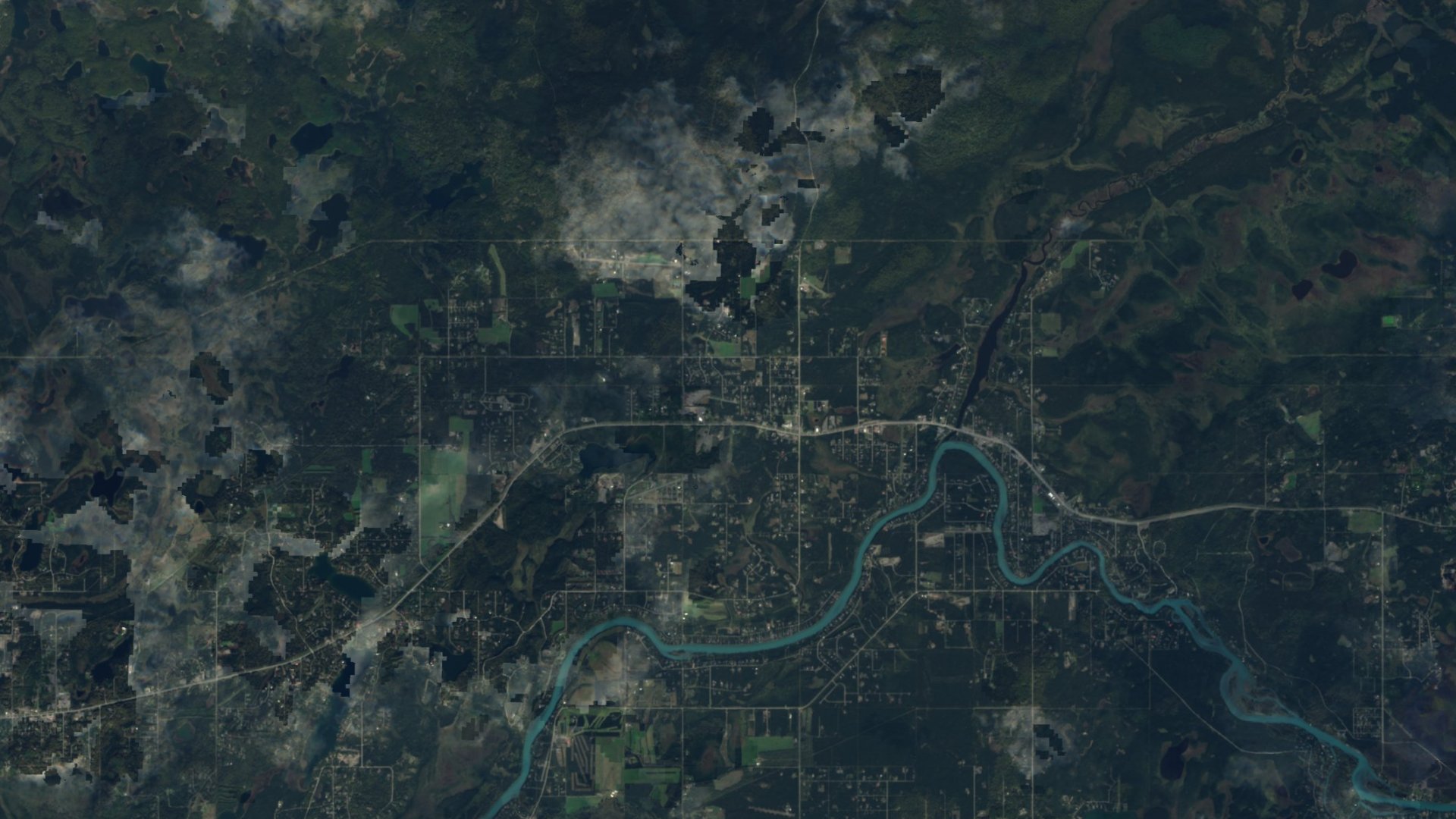 Satellite photograph of the landscape around Sterling, Alaska, captured in 2016