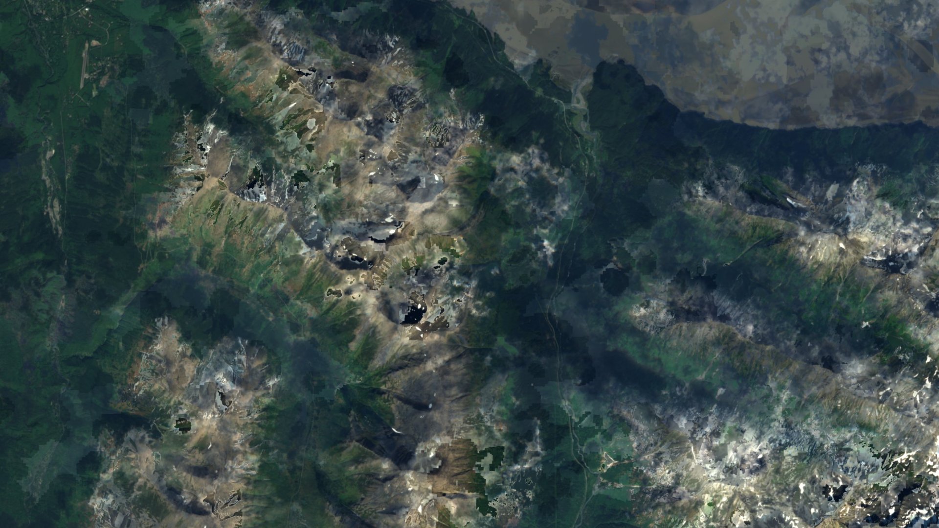 Satellite photograph of the landscape around Sunrise, Alaska, captured in 2016