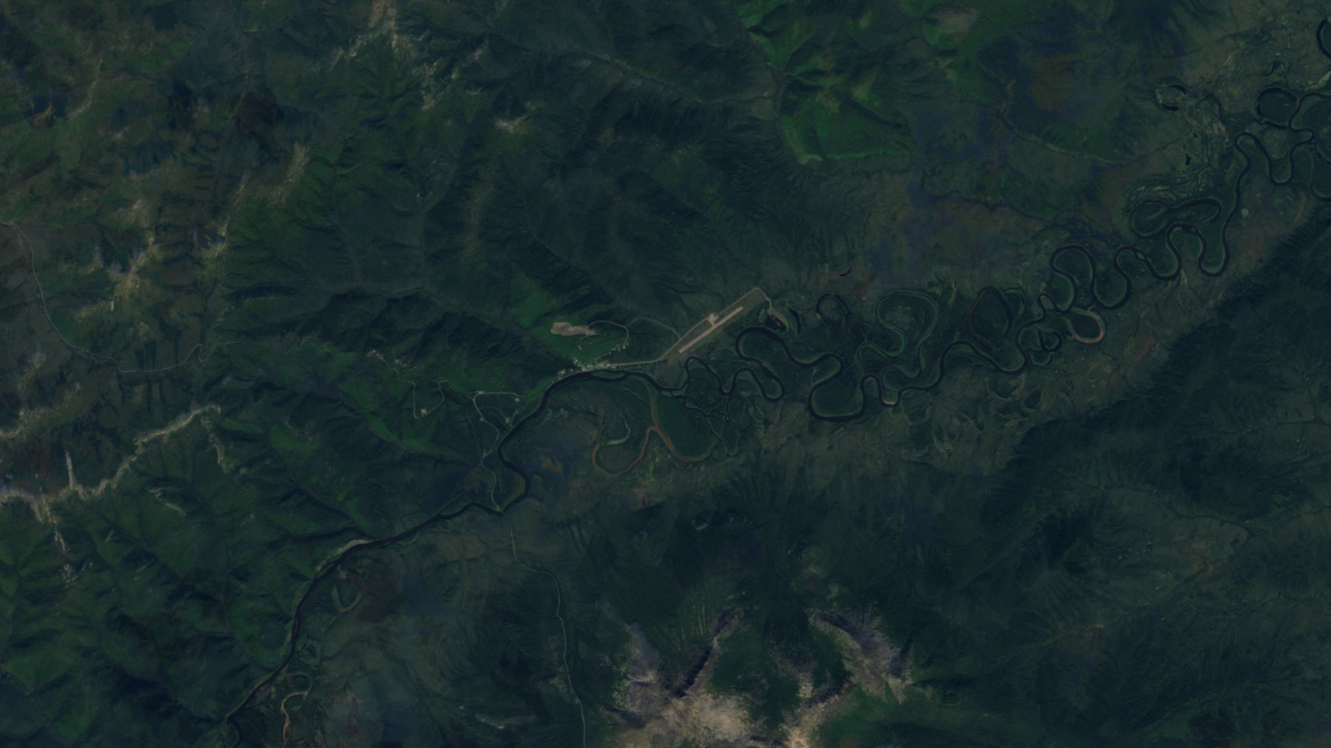 Satellite photograph of the landscape around Takotna, Alaska, captured in 2016