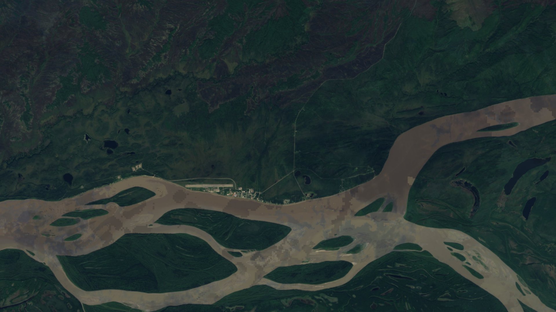 Satellite photograph of the landscape around Tanana, Alaska, captured in 2016