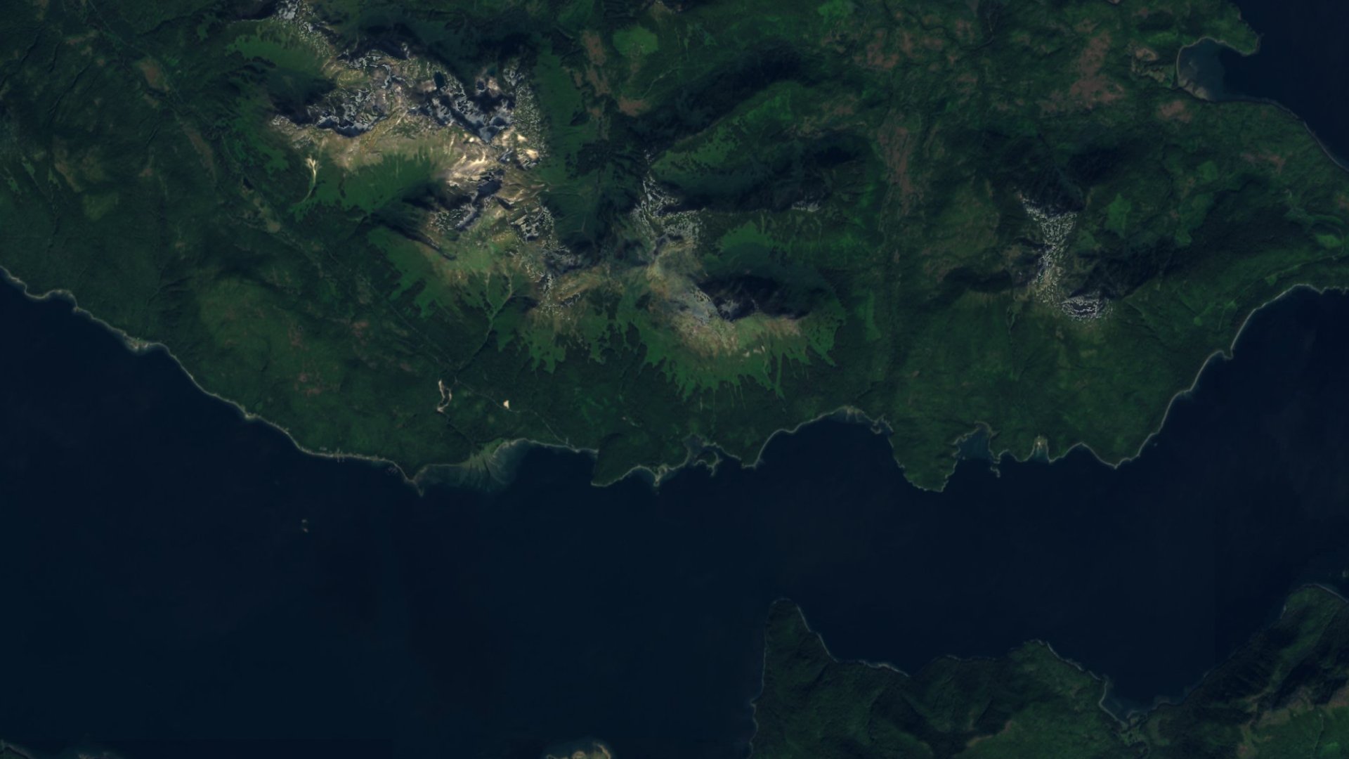 Satellite photograph of the landscape around Tenakee Springs, Alaska, captured in 2016