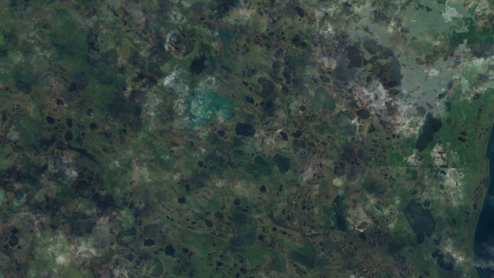 Satellite photograph of the landscape around Ugashik, Alaska, captured in 2016