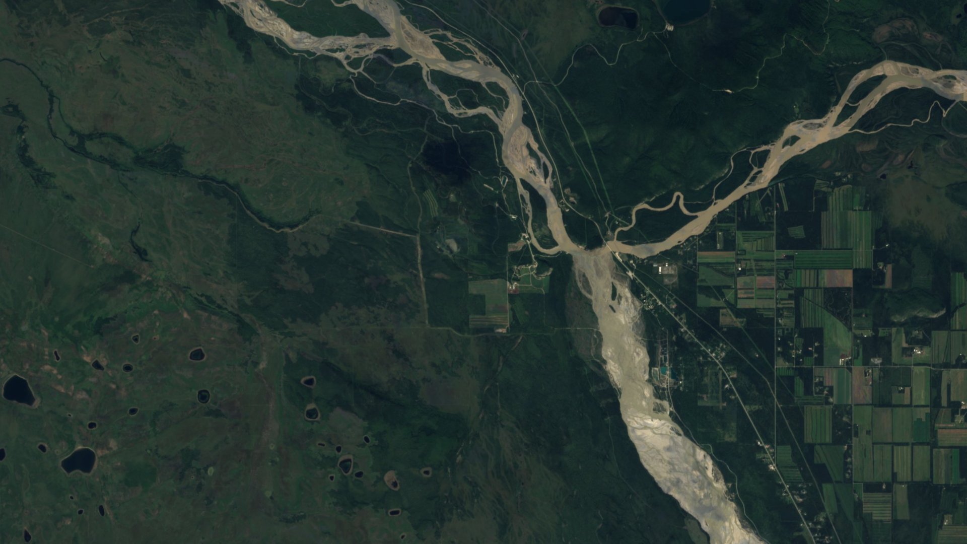 Satellite photograph of the landscape around Whitestone, Alaska, captured in 2016
