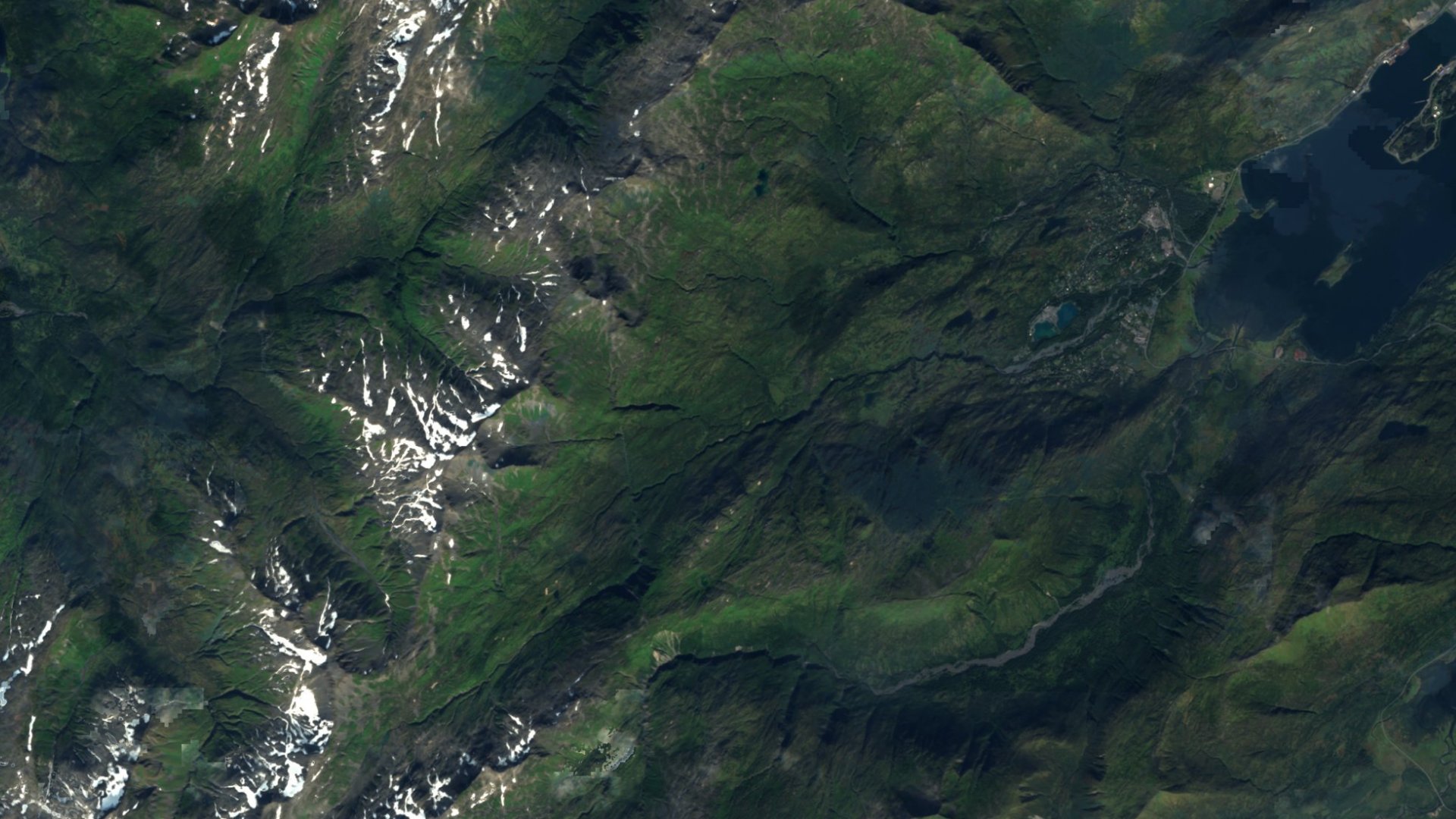 Satellite photograph of the landscape around Womens Bay, Alaska, captured in 2016
