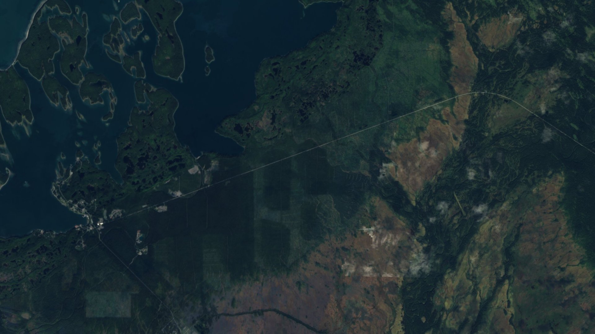 Satellite photograph of the landscape around Yakutat, Alaska, captured in 2016