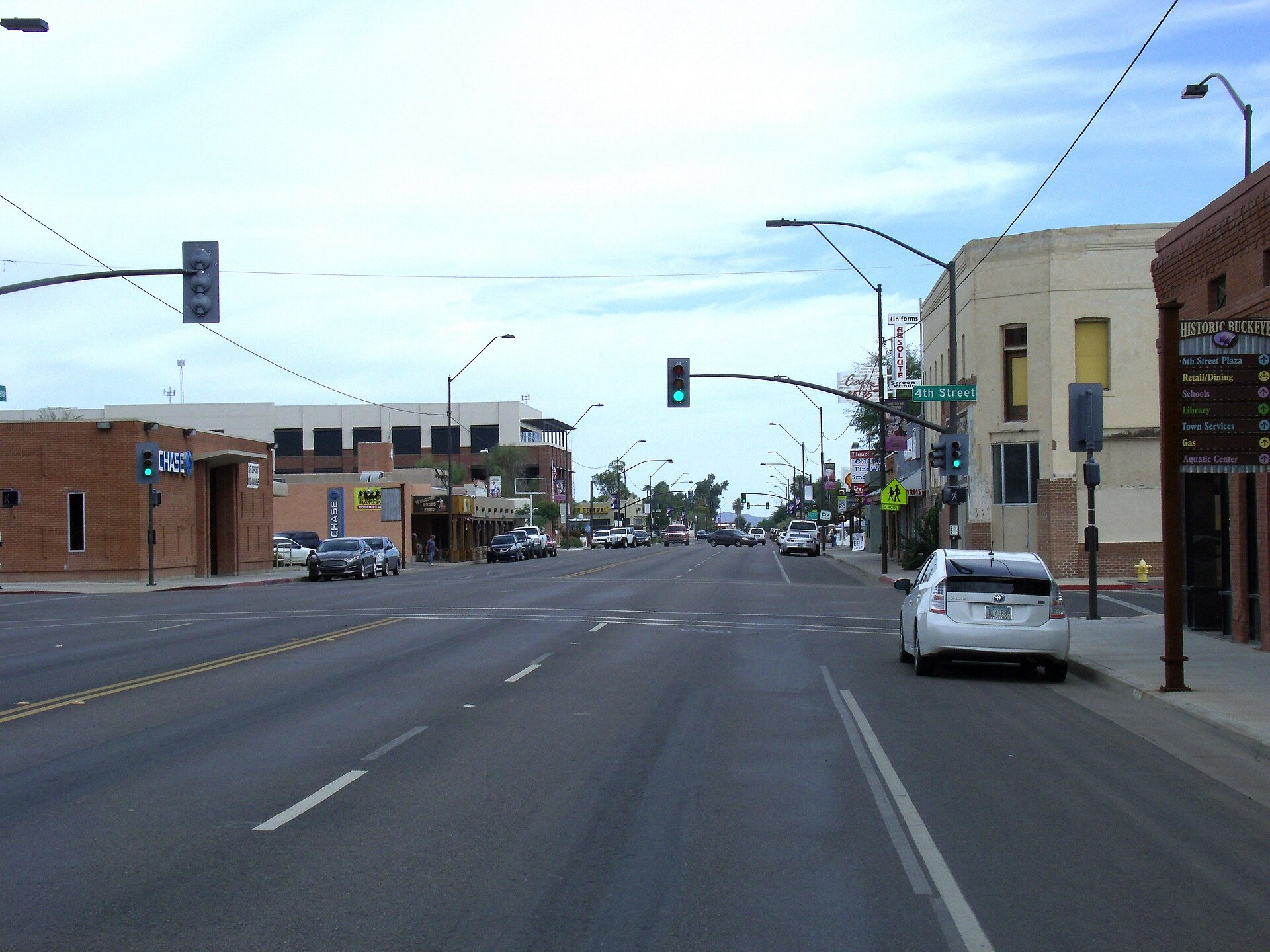 View of Historic Buckeye Downtown as seen from Monroe Ave. Buckeye is located in Maricopa County of Arizona. In 1910, Buckeye was platted for a Town. Buckeye was incorporated in 1929.