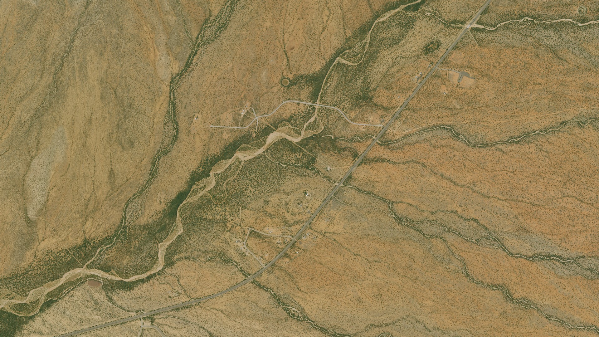 Natural-color aerial photograph of land around Chiawuli Tak, Arizona