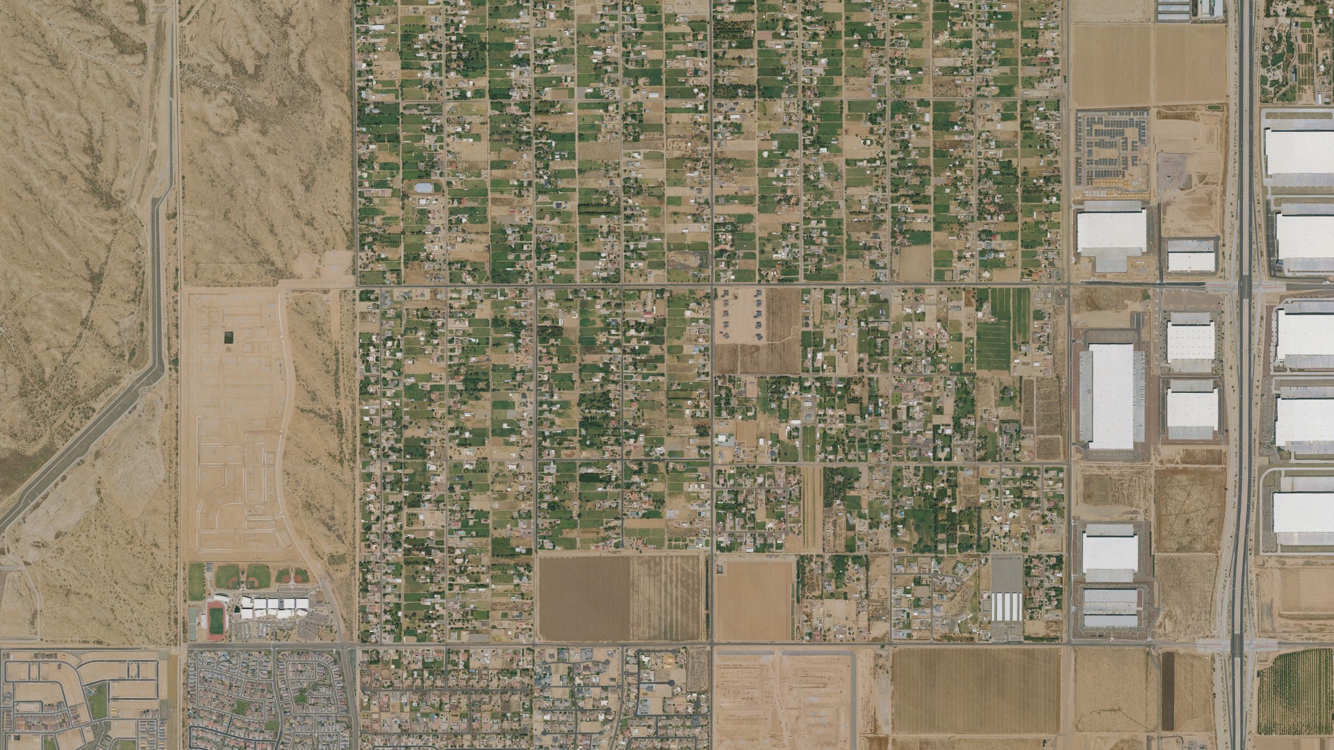 Natural-color aerial photograph of land around Citrus Park, Arizona