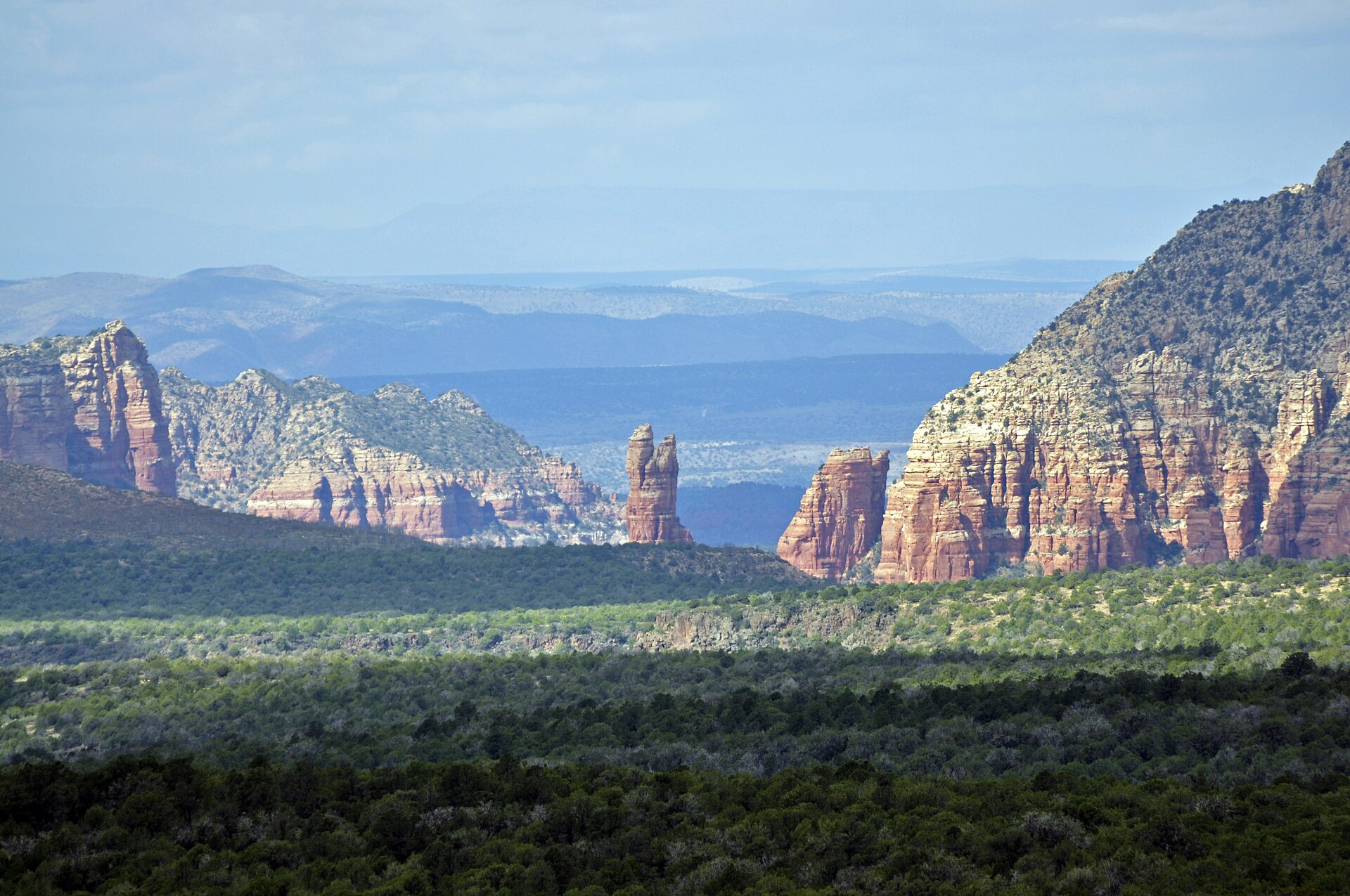 Quick peeks of the Red Rocks of Sedona can be seen from I-17. — Munds Park, Arizona