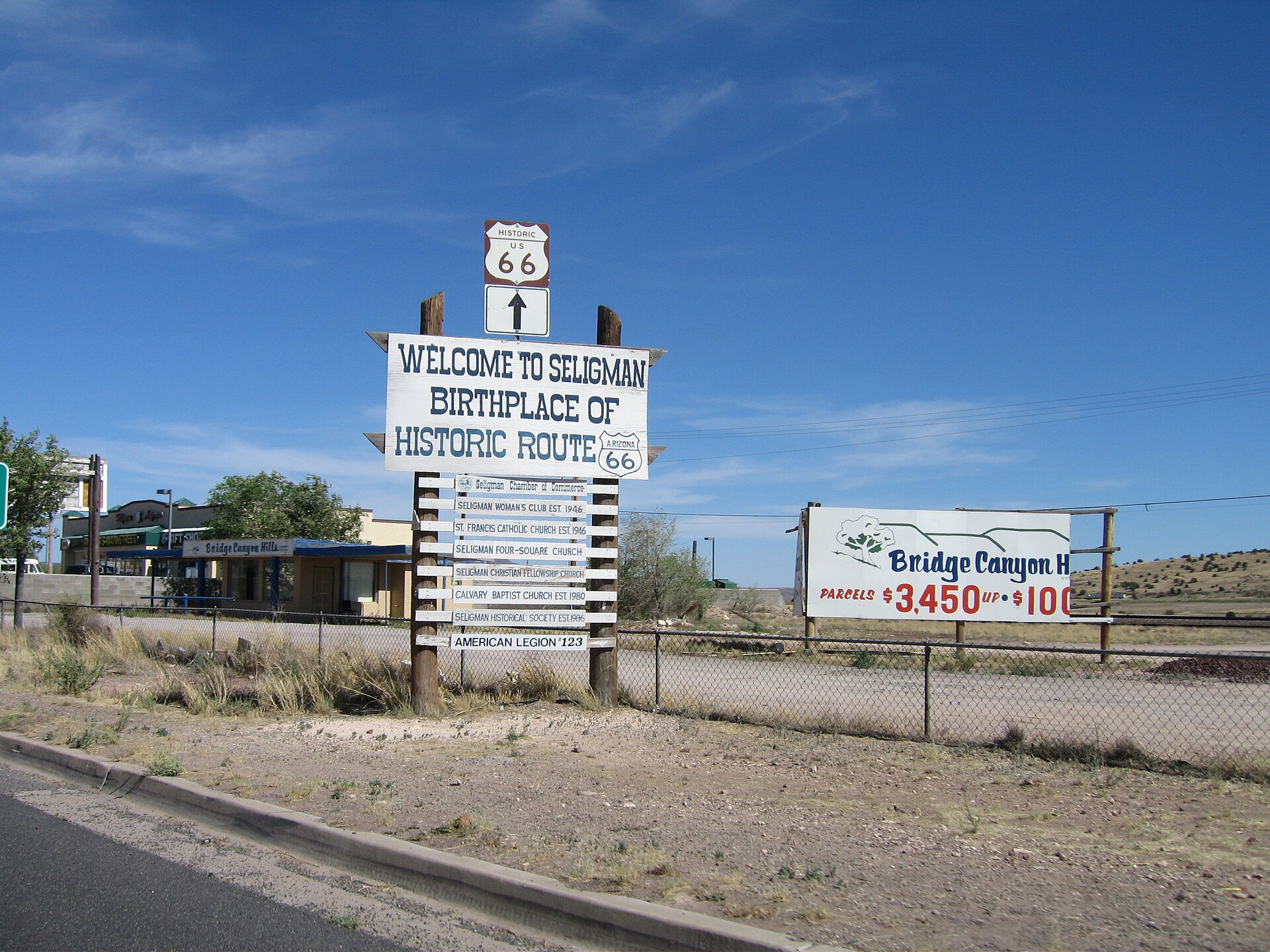 Seligman, Arizona welcome sign.