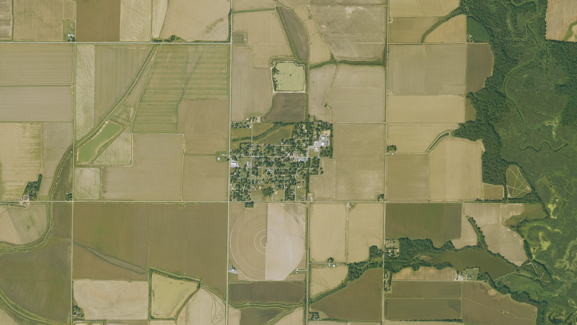 Natural-color aerial photograph of land around Almyra, Arkansas
