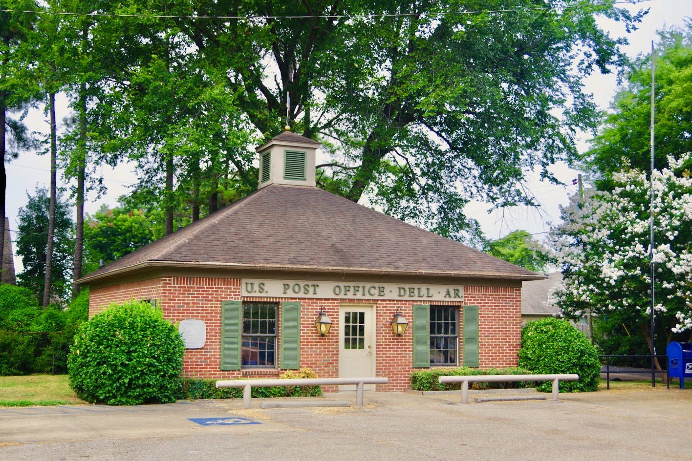 Post office in Dell, Arkansas, United States.