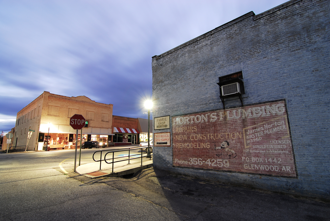 Broadway Street at 2nd Street in Glenwood, Arkansas, United States, November 2011