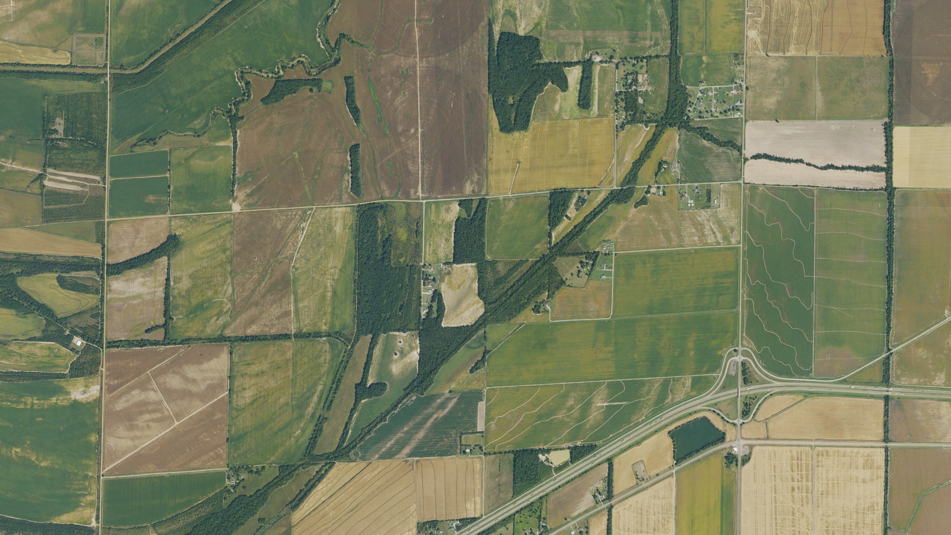 Natural-color aerial photograph of land around Jennette, Arkansas