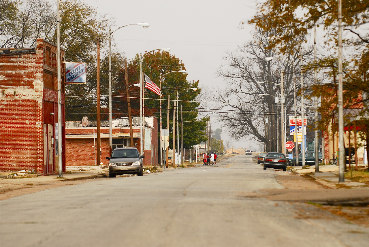 Almost entirely abandoned main street Luxora — Arkansas