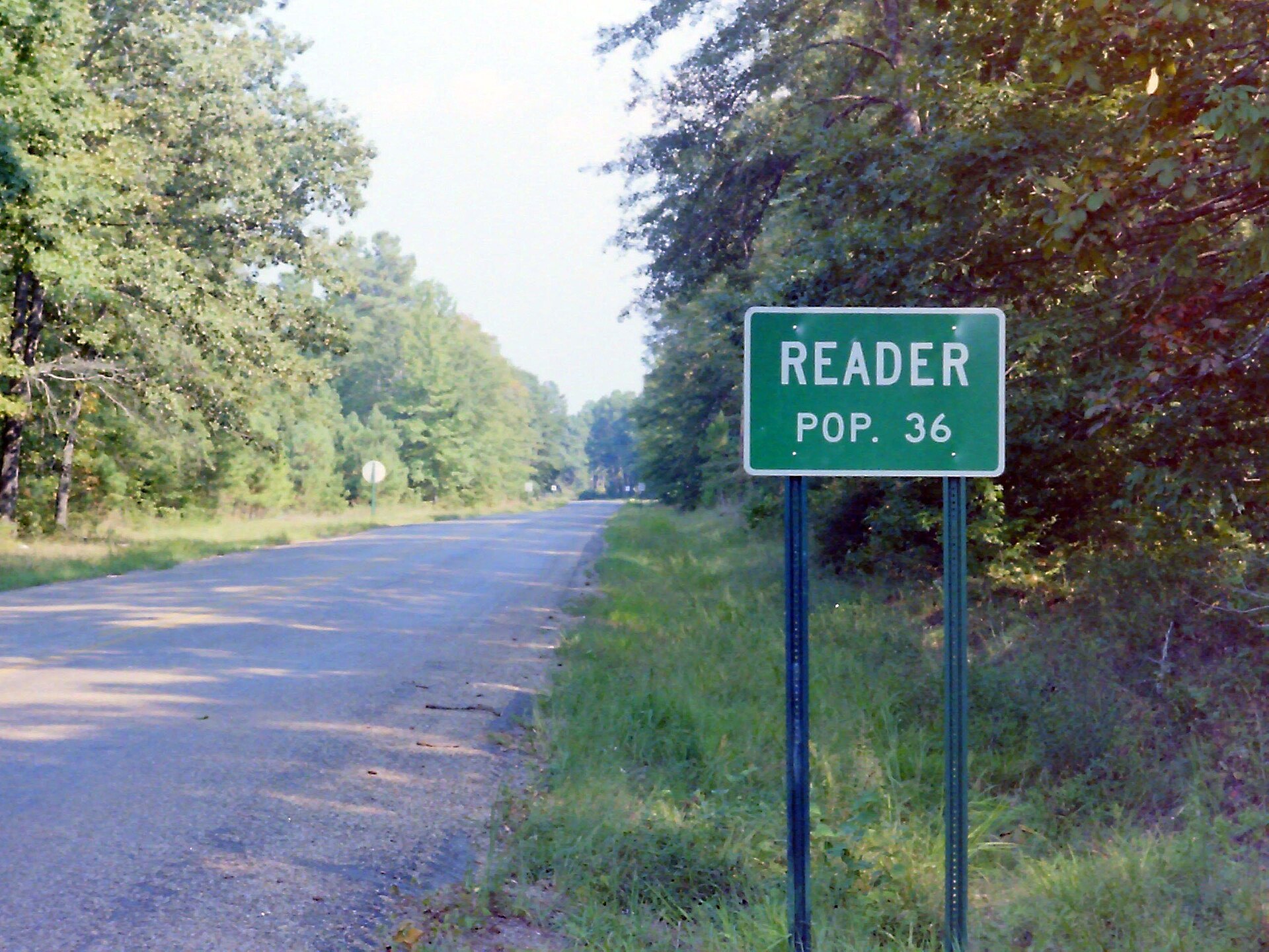 Street sign in Reader, Arkansas