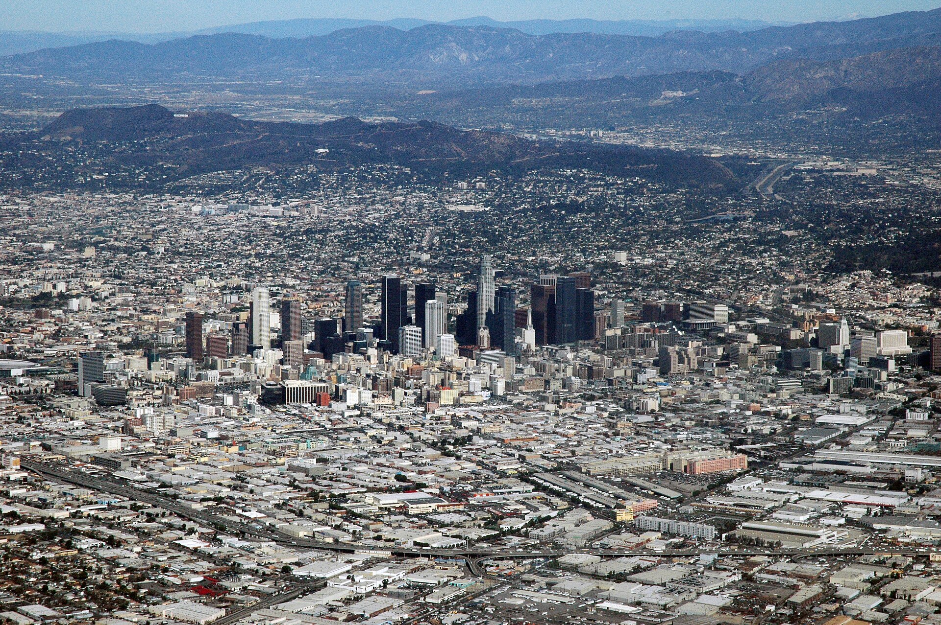 Downtown Los Angeles as seen from my American Airlines flight from Japan. — Los Angeles County, California