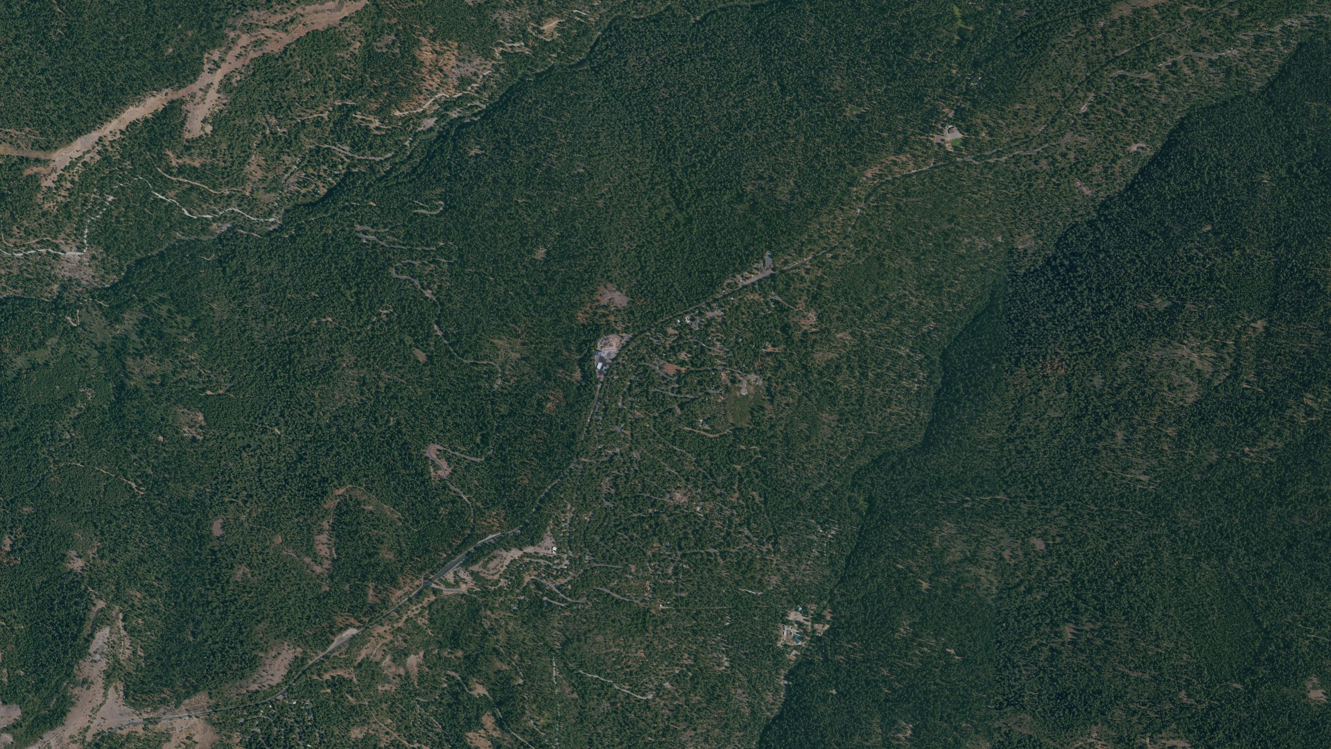 Natural-color aerial photograph of land around Cold Springs, California