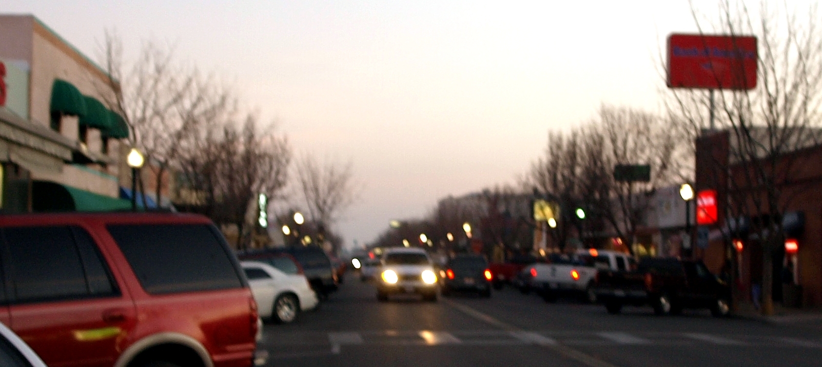 Main Street in downtown Delano, California, between 13th Avenue and 12th Avenue.