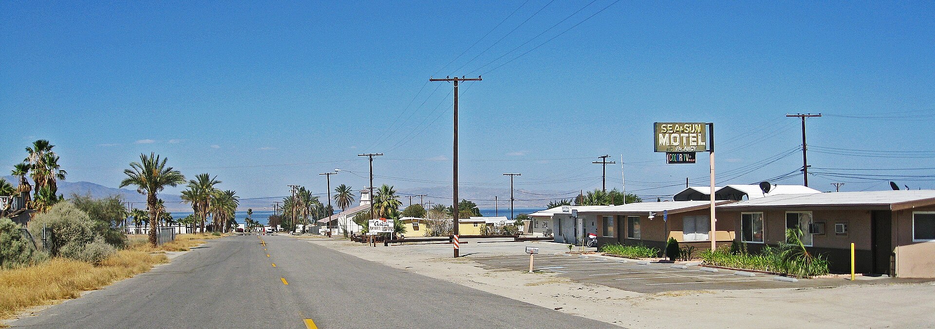 Desert Shores, CA, looking east on Desert Shores Drive toward the Salton Sea — California