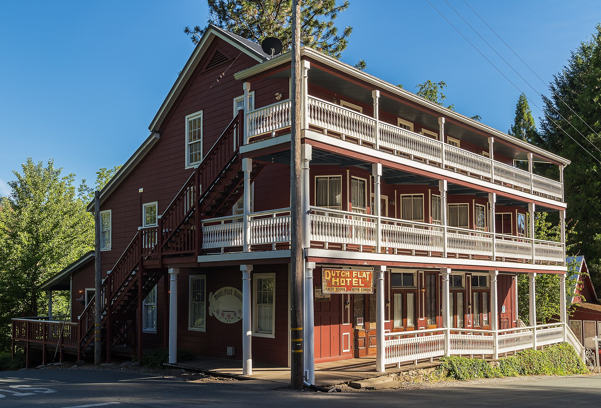 Dutch Flat Hotel, Placer County, California. The hotel was built in 1852 when Dutch Flat was one the largest hydraulic gold mining towns in California. The building was restored in 2003.