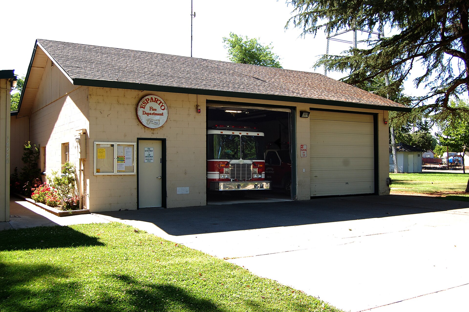 The Esparto Fire Department in downtown Esparto, California.