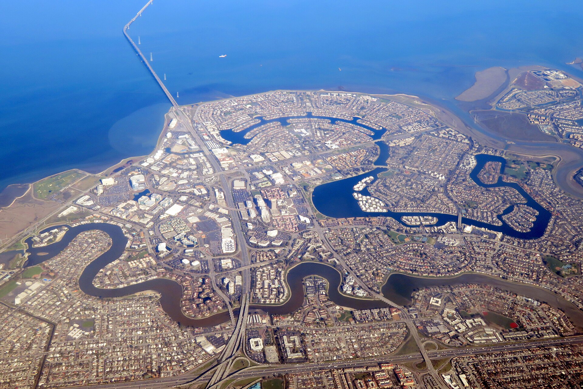 Aerial view of Foster City in February 2018 — California