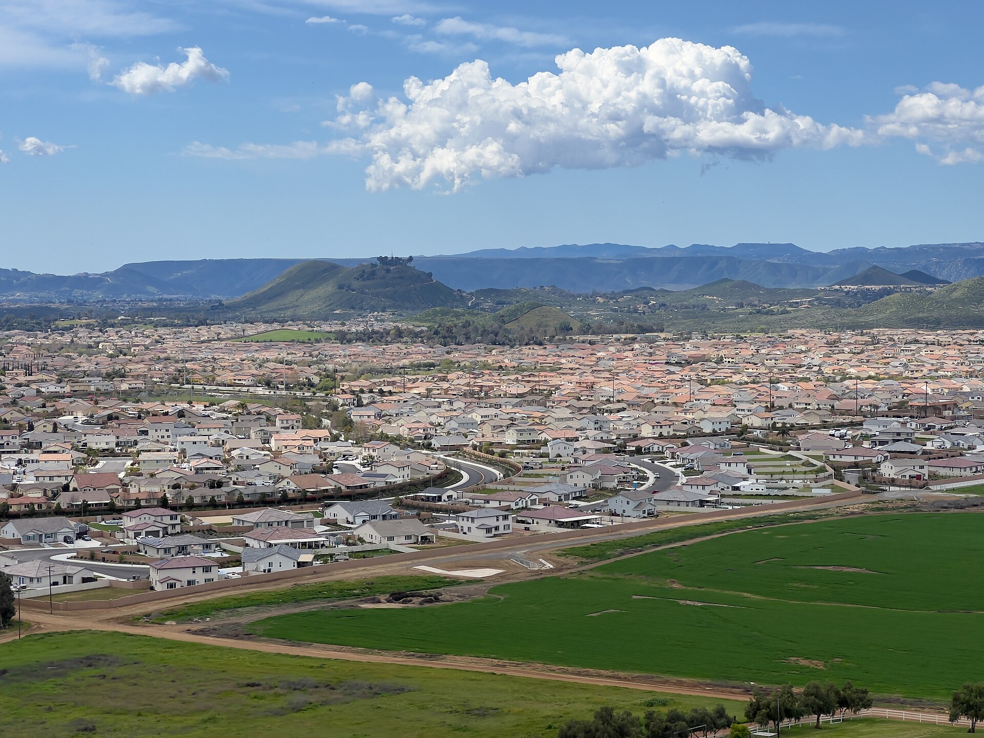 French Valley viewed from a nearby hill. Image is facing southwest — California
