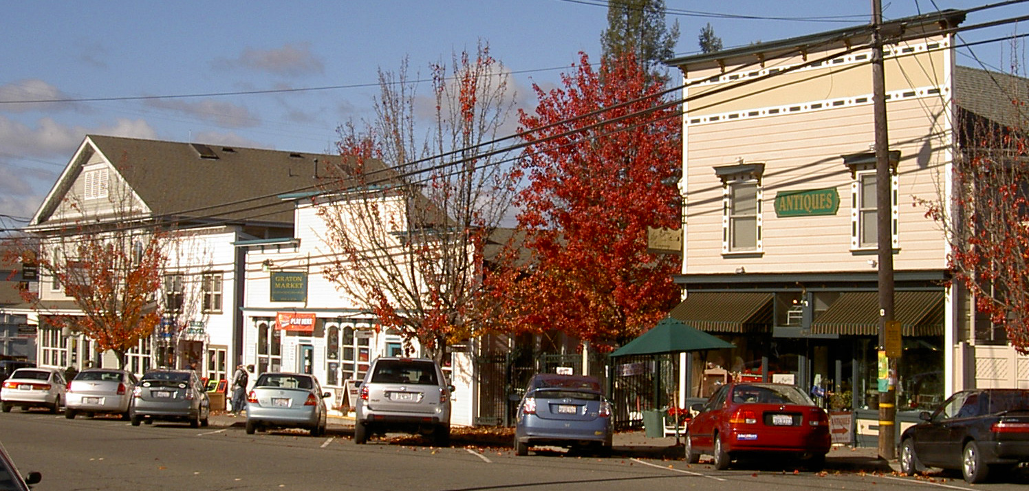 Photo of Graton storefronts on north side of Graton Road between Ross Road and South Edison Street, taken by Stephen Gold on December 7, 2007. — California