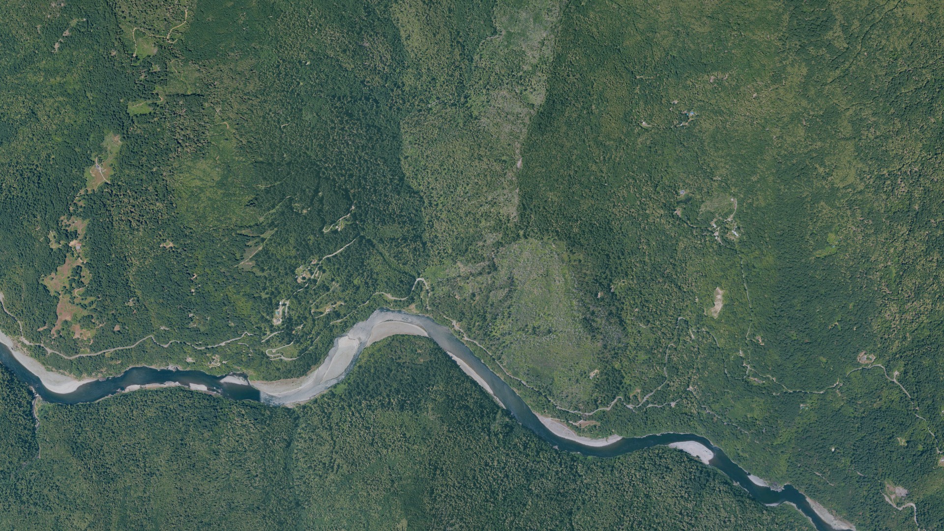 Natural-color aerial photograph of land around Kep'el, California
