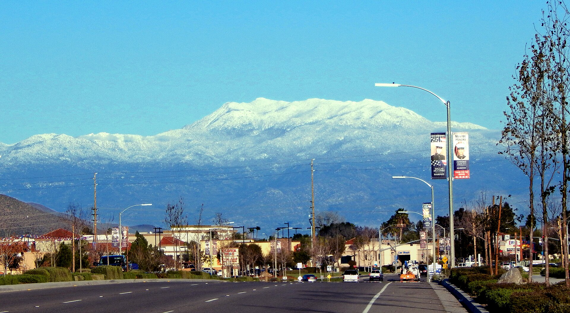 Mt San Jacinto, seen from Newport Road near Murrieta Road, Menifee, California, USA