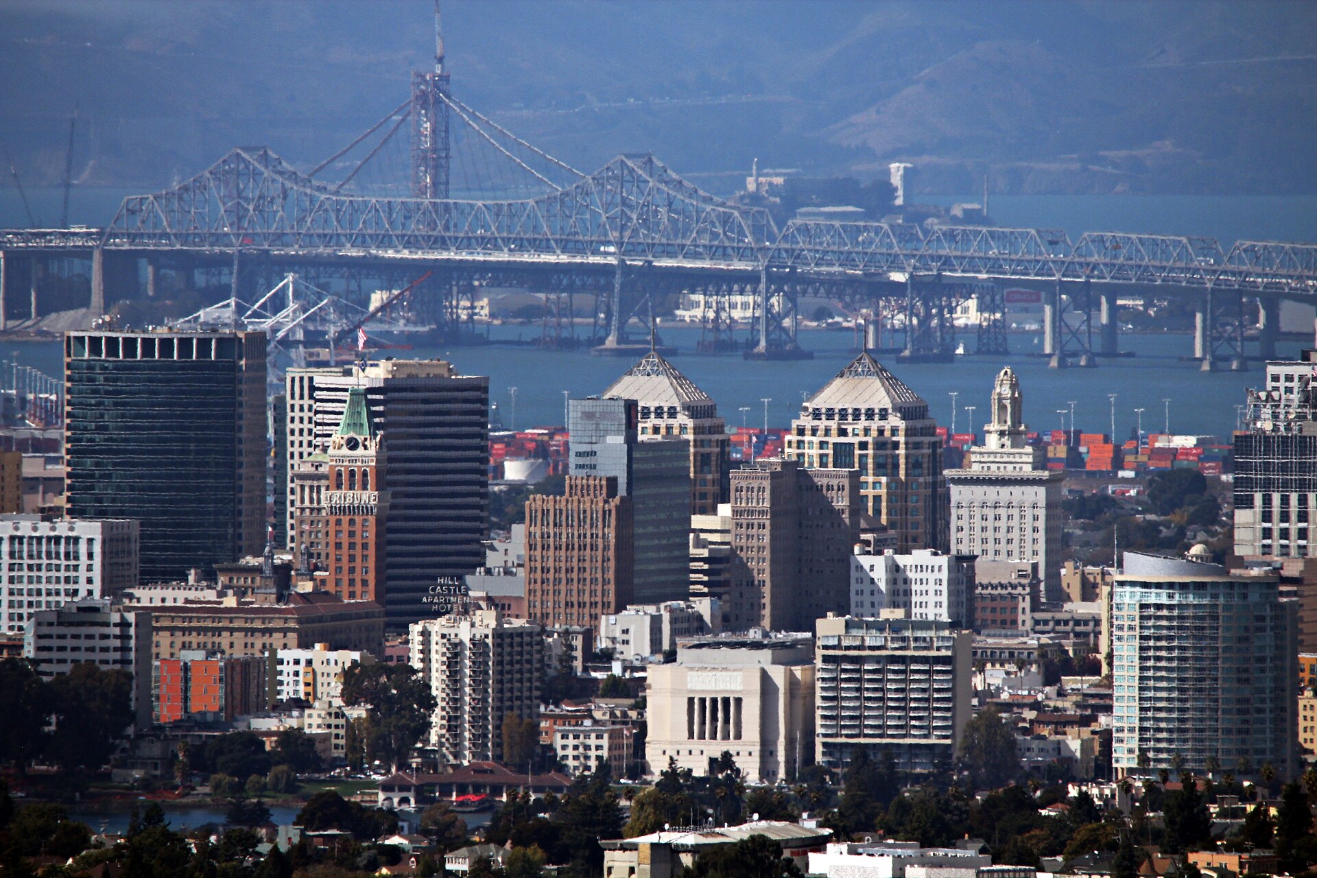 The Oakland skyline as seen from the Oakland hills. — California
