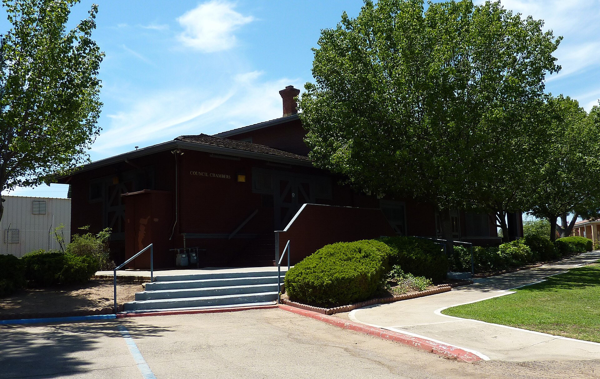 Orange Cove Santa Fe Railway Depot, Orange Cove, California, USA.