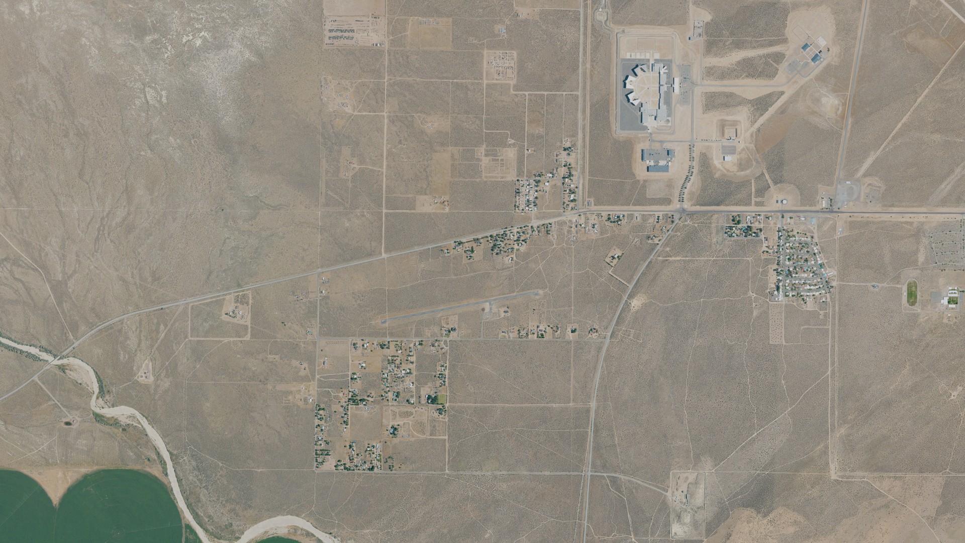 Natural-color aerial photograph of land around Patton Village, California