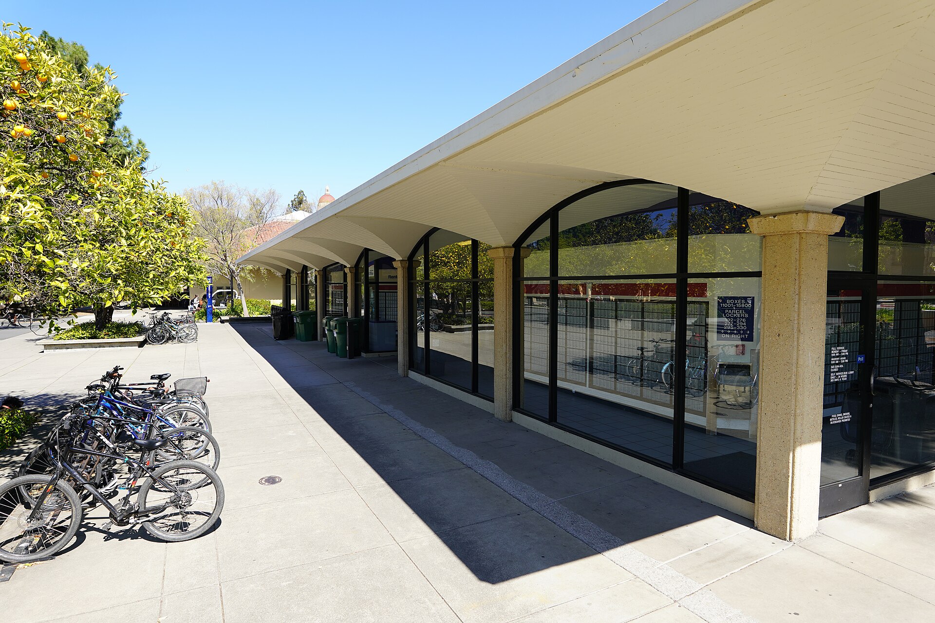 The photograph is of the front exterior of the Stanford Post Office as viewed from the southwest. Photograph taken on 2019-03-15T20:43:14Z. — California
