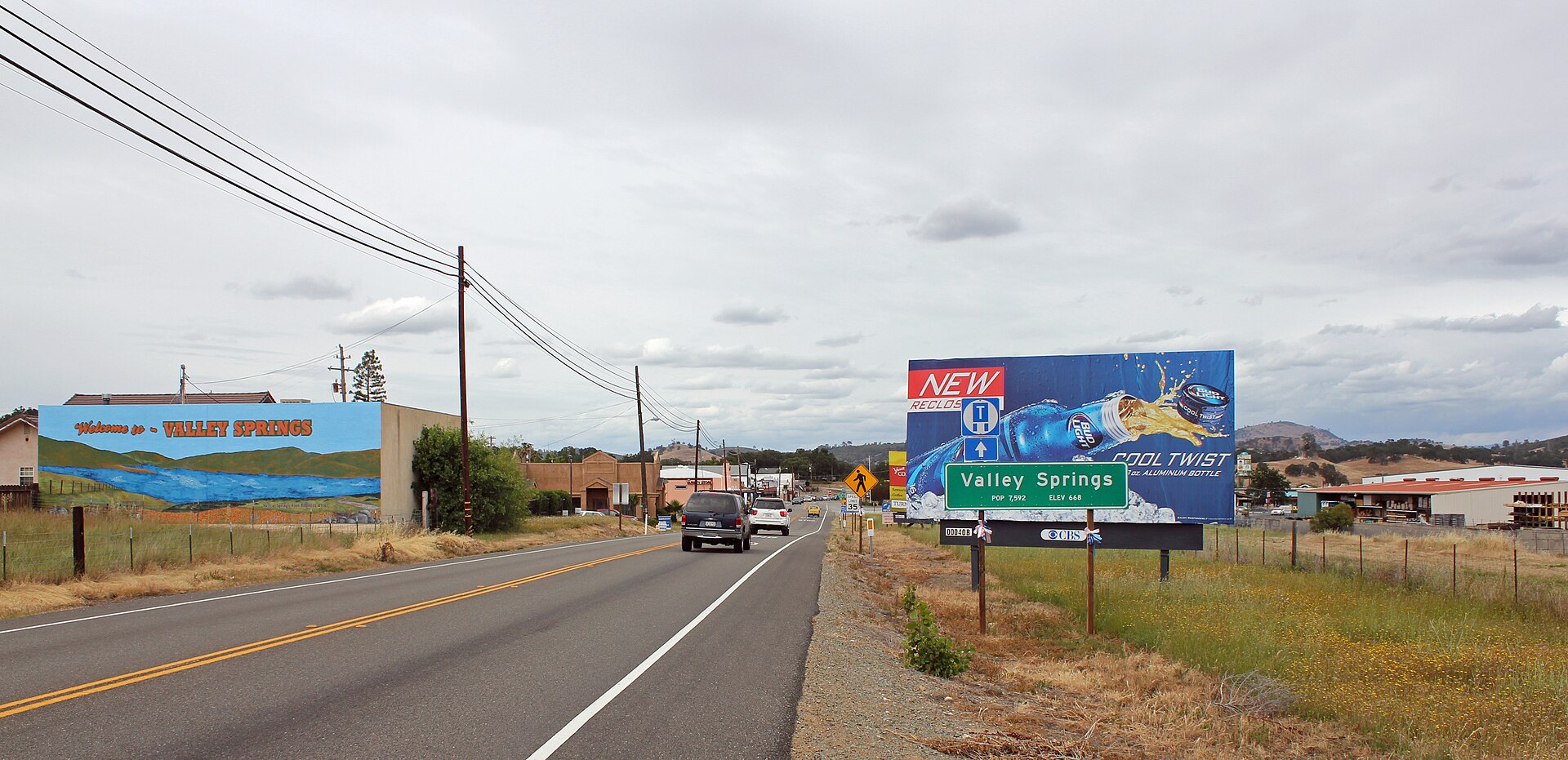 Valley Springs, California. The view is from the side of California Highway 12.