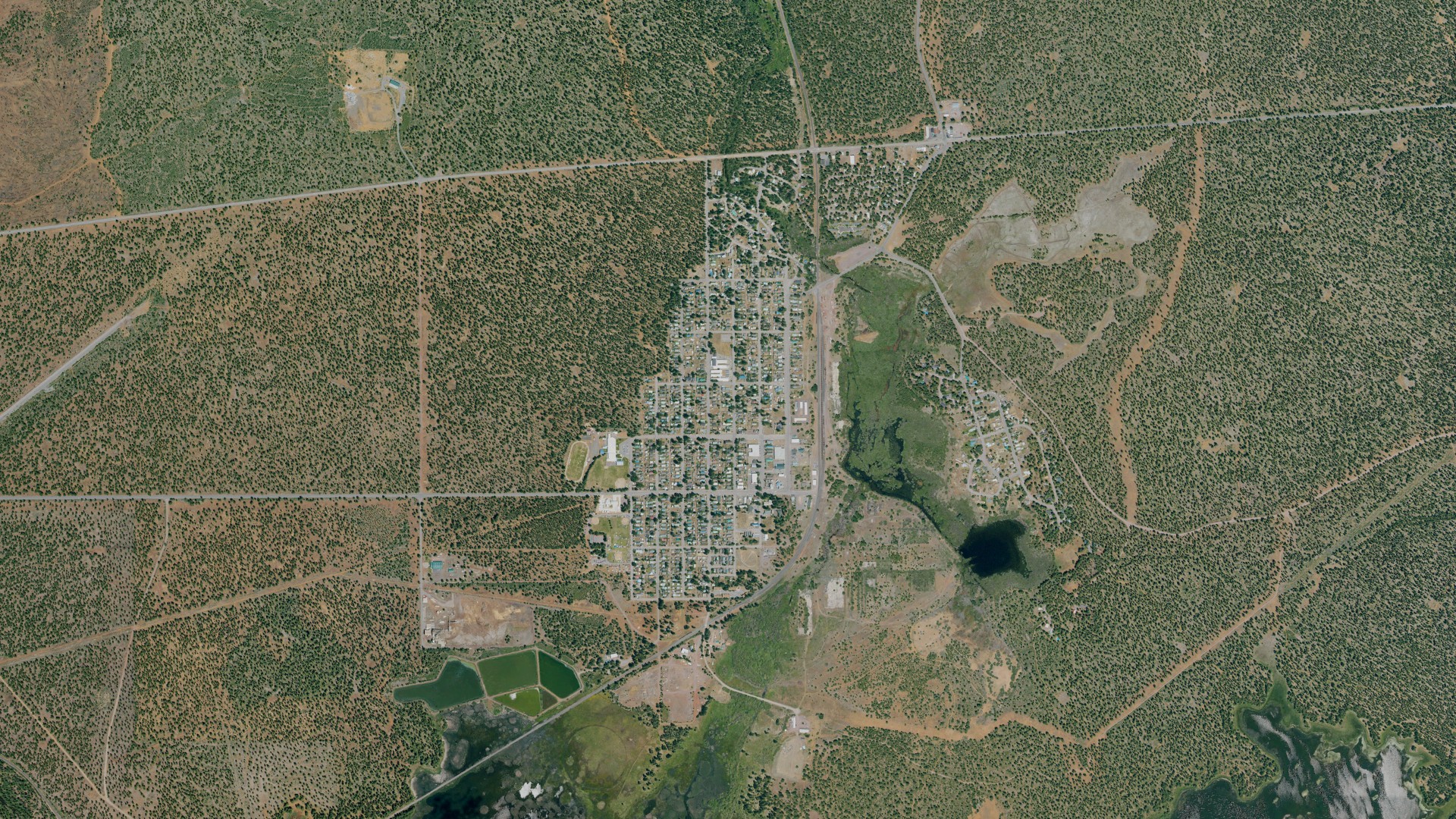 Natural-color aerial photograph of land around Westwood, California