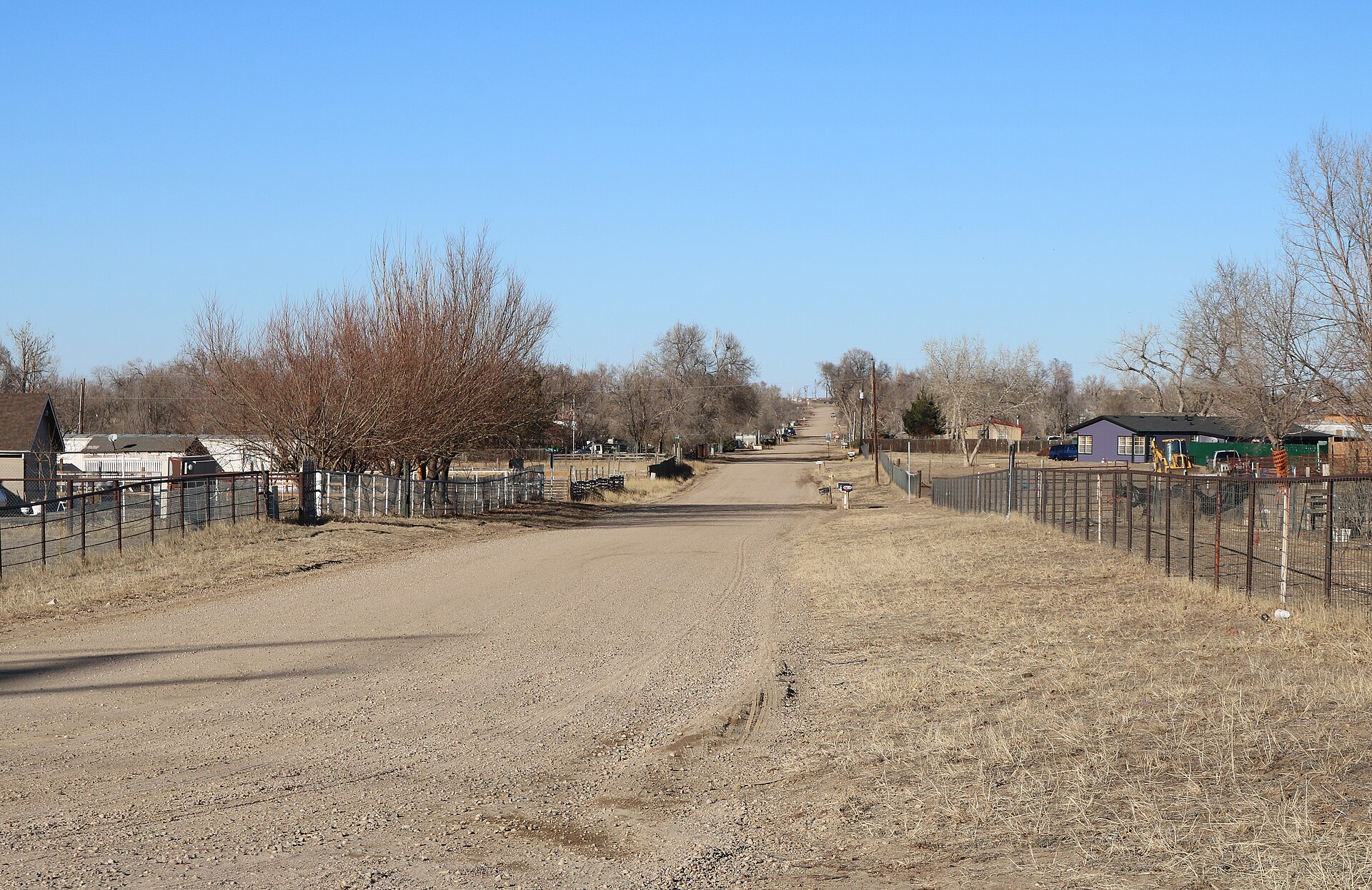 One of the streets in Aristocrat Ranchettes, a census-designated place in Weld County, Colorado.