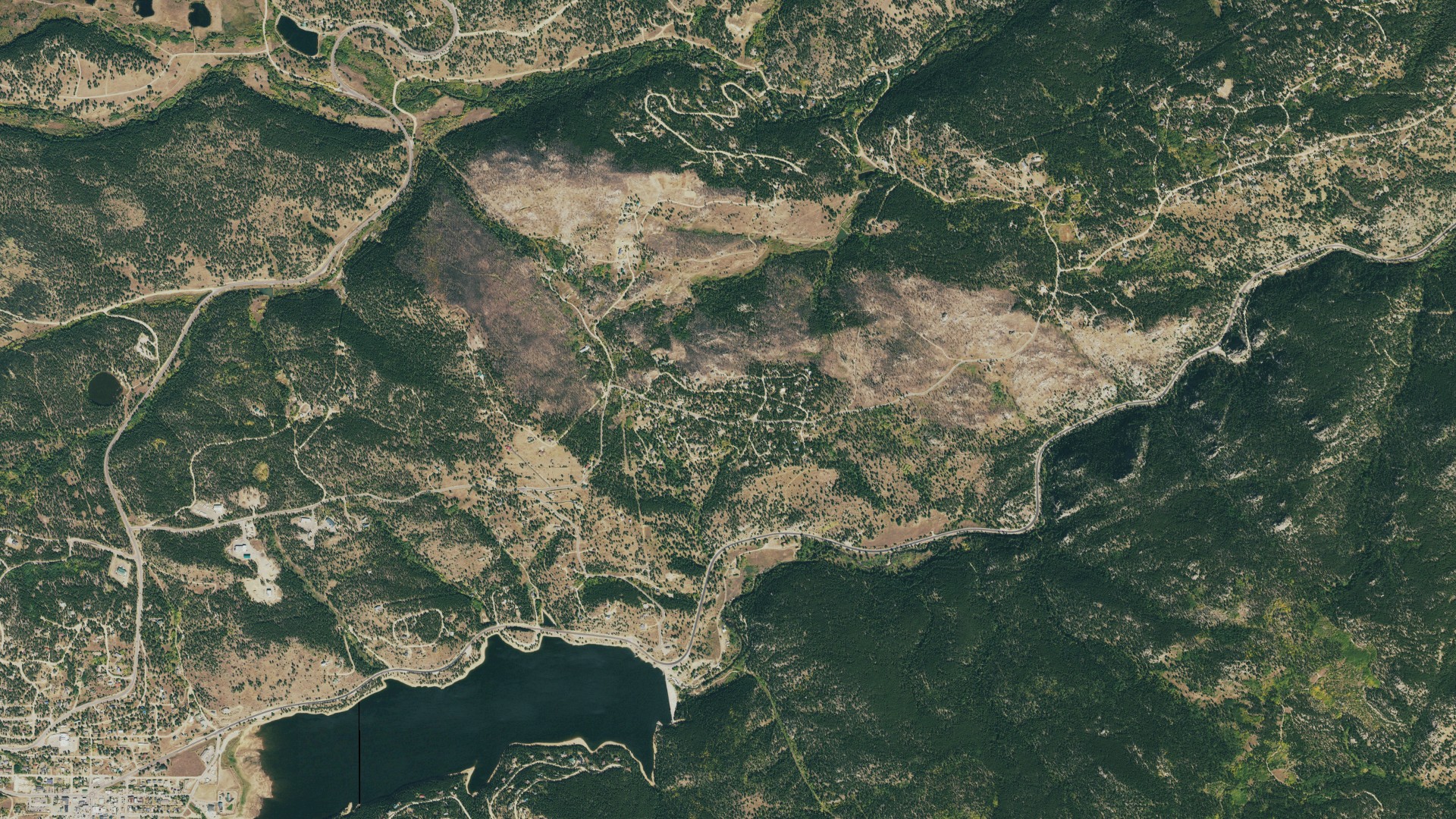 Natural-color aerial photograph of land around Bonanza Mountain Estates, Colorado