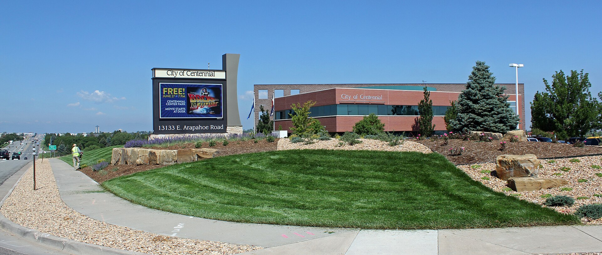 The Centennial Civic Center (City Hall), located at 13133 East Arapahoe Road in Centennial Colorado.