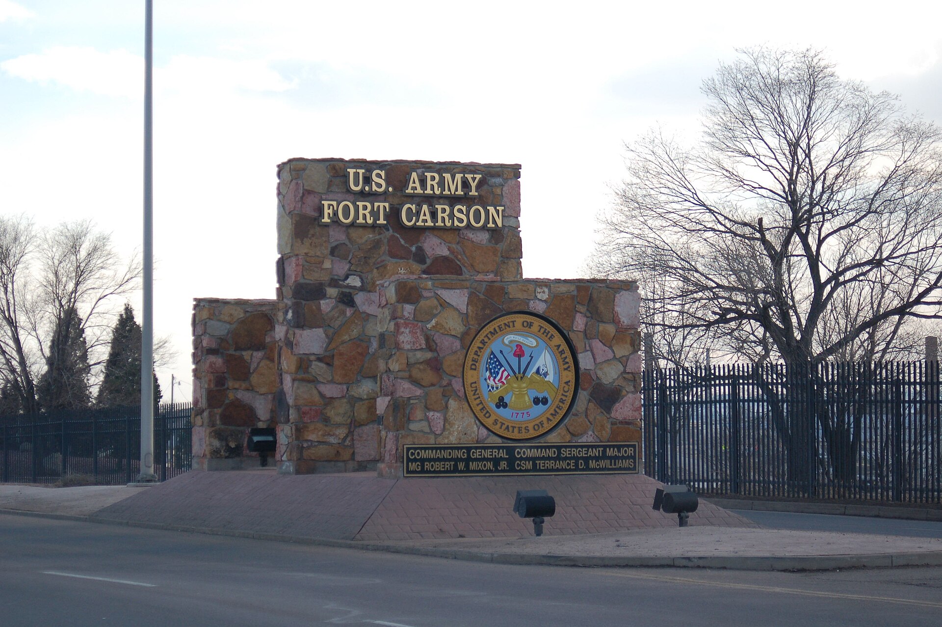 One of the main entrance signs at Fort Carson — Colorado