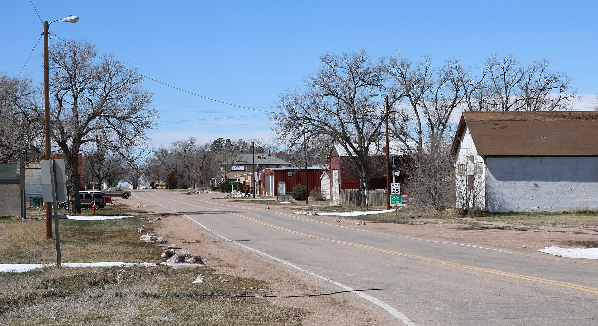 A view down Weld County Road 120 3/4 in Grover, Colorado.