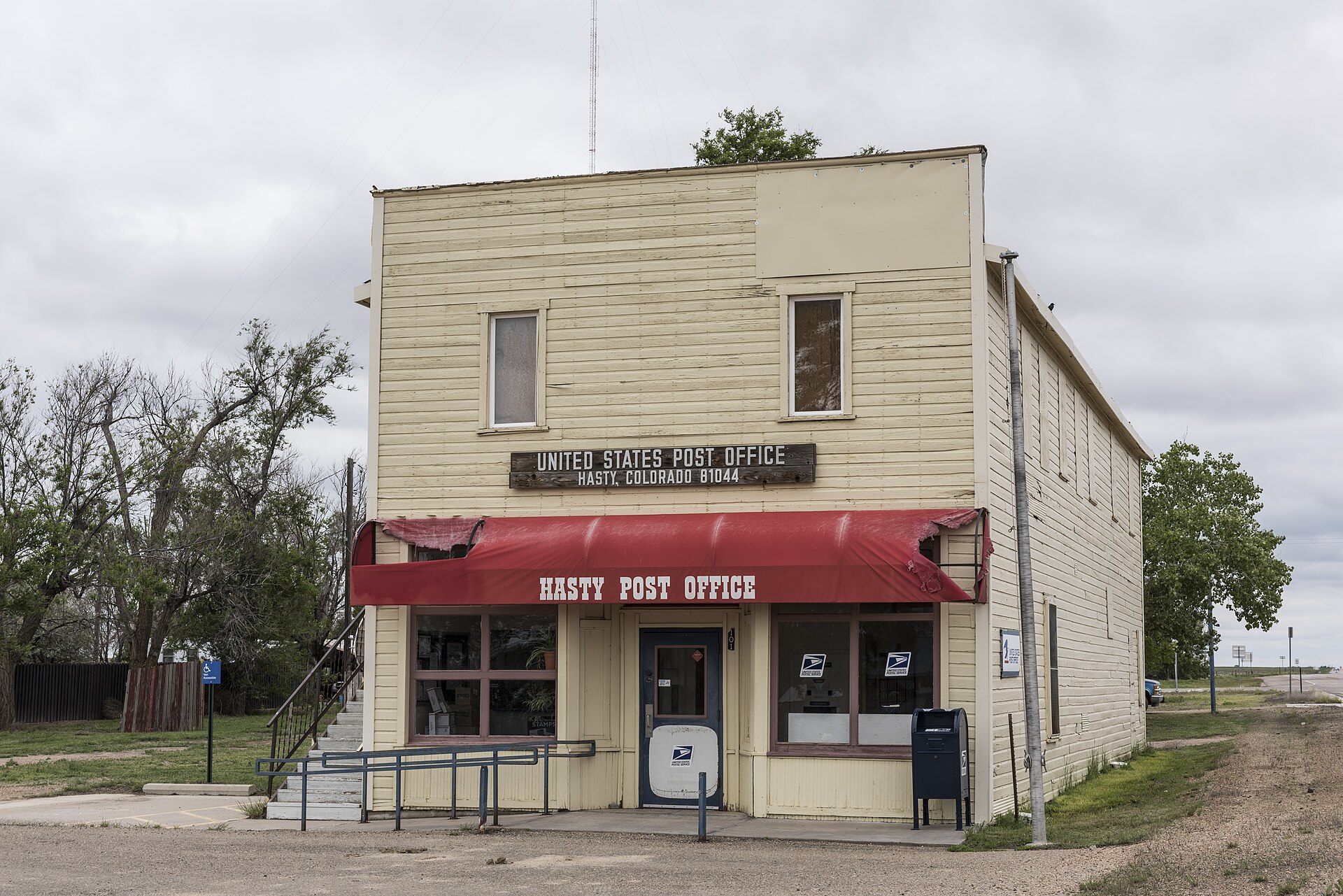 Title: The post office in Hasty, a tiny town in Bent County, Colorado Physical description: 1 photograph : digital, tiff file, color.