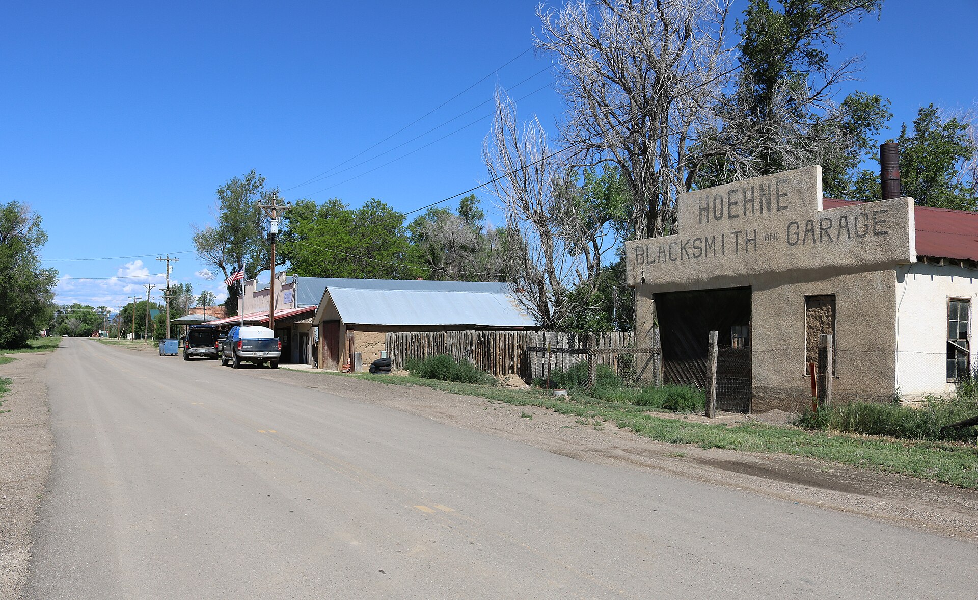 The community of Hoehne, Colorado, in Las Animas County.