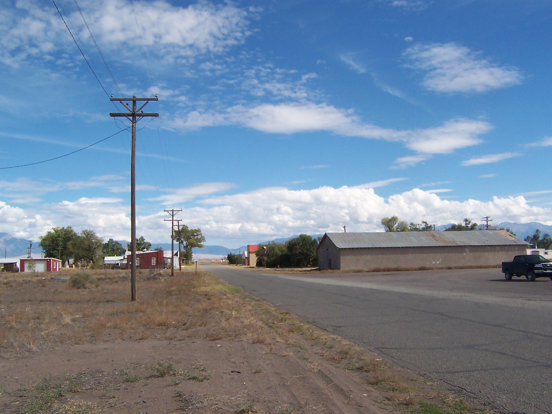 Main Street Hooper, Colorado looking east from Colorado State Highway 17.