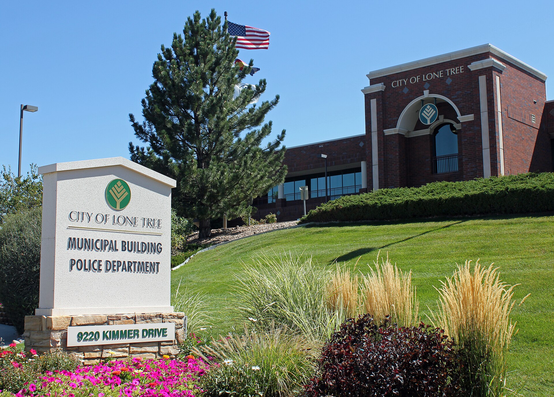 The Lone Tree, Colorado Municipal Building (City Hall), located at 9220 Kimmer Drive in Lone Tree, Colorado.