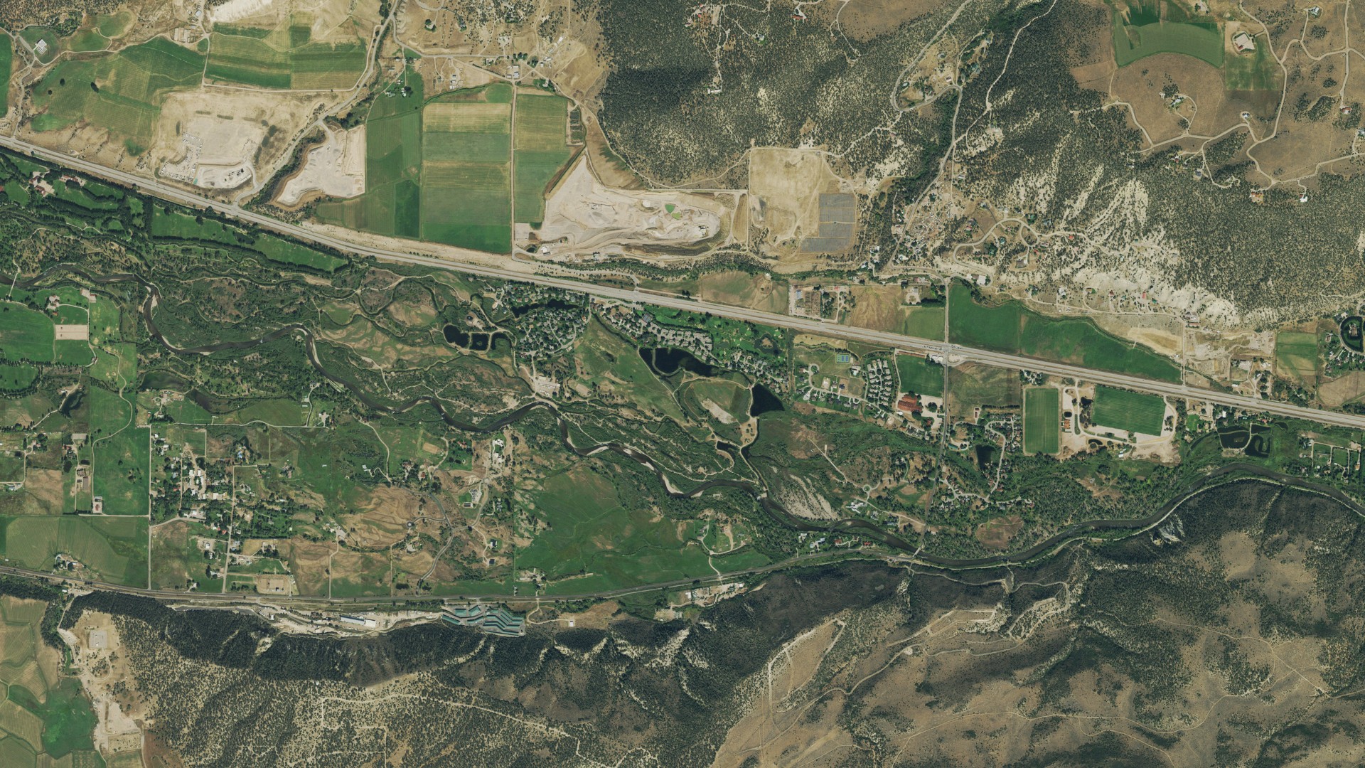 Natural-color aerial photograph of land around Mulford, Colorado